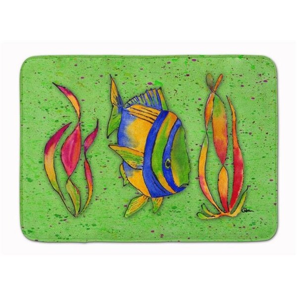 Carolines Treasures Carolines Treasures 8568RUG Tropical Fish on Green Machine Washable Memory Foam Mat 8568RUG - main